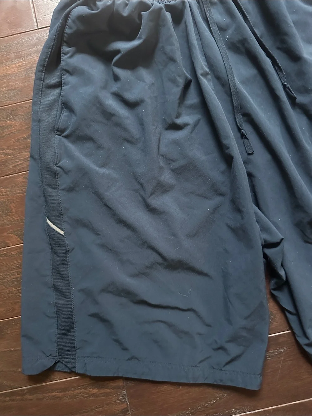 Nike Men's Dark Blue Athletic Shorts with White Accents